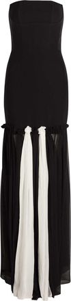 Nensi Dojaka Colour-blocked Stretch-crepe Maxi Dress - Black And White - 38 (UK6 / XS)