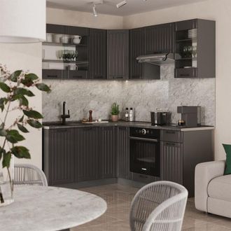 Vicco Cocina Esquinera Fame-line, Gris Oscuro, 190 X 60 Cm, Et Roble, Vicco