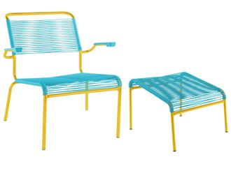 Schubiger M&ouml;bel Spaghetti-Lounger + Hocker S&auml;ntis mit Armlehnen