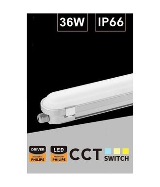 Trade Shop Trade Shop - Tubo Led Luz De Techo Lineal 120cm 36 Vatios Ip66 Cct 4000k-5000k-6500k Yl18-120-3c