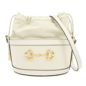 Gucci Horsebit 1955 Bucket Leather Beige Leather Handbag (Pre-Owned)