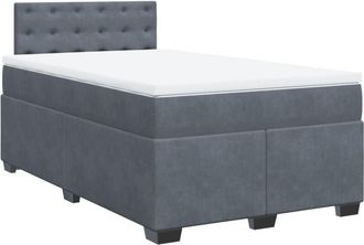 vidaXL Cama Box Spring Con Colch&oacute;n Terciopelo Gris Oscuro 120x190 Cm Vidaxl