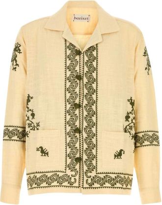 Baziszt Katoenen Shirt - Heren - Casual Overhemden - Geel - XL - Katoen - Overhemden