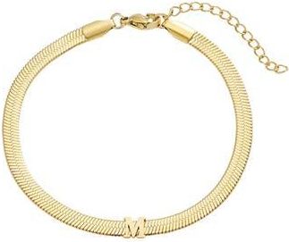 Adornia 18k Gold Plated Initial Herringbone Chain Bracelet in Gold-M at Nordstrom Rack