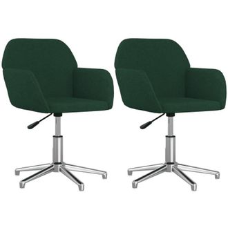 vidaXL Sillas De Comedor Giratorias 2 Uds Tela Verde Oscuro Vidaxl