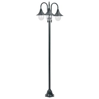 Berkfield Home Garden Post Light E27 220 cm Aluminium 3-Lantern Dark Green