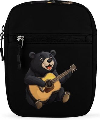 Generic Bear Playing Guitar Bear Guitarist Music Crossbody Bag Adjustable Satchel Cute Shoulder Bag Lightweight Sling Bags