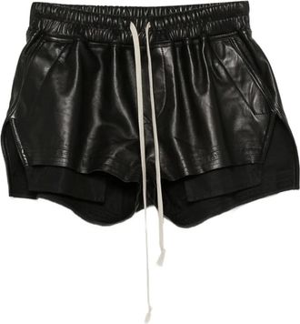 Rick Owens Shorts in pelle con coulisse - Nero