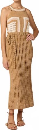 Cleobella Kiana Crochet Midi Dress In Beige/ivory