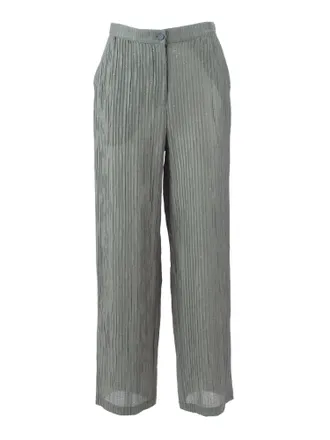 Emporio Armani Cropped Vertical Pleat Straight-Leg Pants