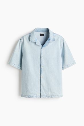 H&M Freizeithemd aus Denim in Regular Fit - Helles Denimblau
