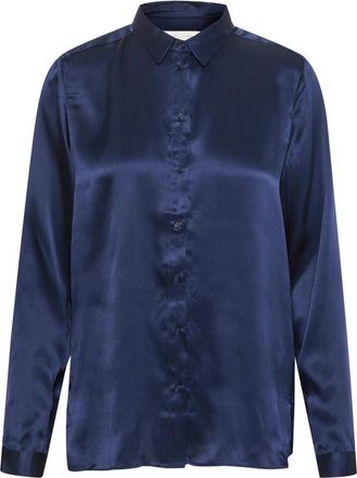Inwear Midnight Magic Zijden Shirt - Dames - Overhemden - Blauw - 3XL - Overhemden