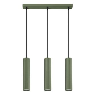 OEM L&aacute;mpara Colgante &Aacute;mbar 3 Gu10 Verde Oliva Alu Lumilo 16.211.13