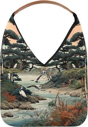 Generic Beautiful Ukiyo-e Reusable Lightweight Grocery Bags - Foldable Into Compact Pouch, Washable & Sturdy, Multipurpose for Shopping and Travel