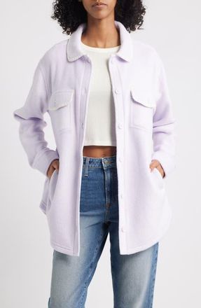 Thread & Supply Whipstitch Detail Polar Fleece Shirt Jacket in Lavender Cream at Nordstrom, Size X-Small