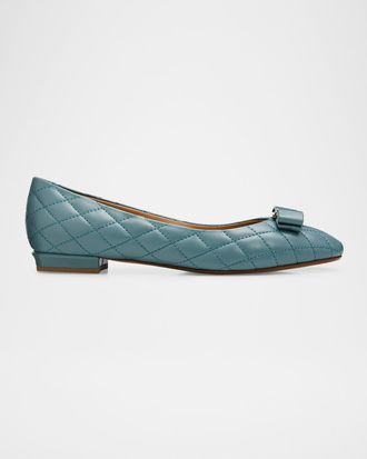 Ferragamo Varina Quilted Leather Ballet Flats