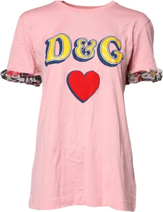 Dolce & Gabbana Womens Logo-Print Cotton T-Shirt Pink Silk