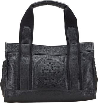 Tory Burch Black Leather Handbag Tote Bag (Pre-Owned)