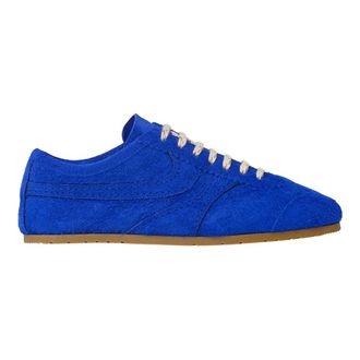 Dries Van Noten Schoenen, Dames, Blauw, 39 EU, Su&egrave;de, Su&egrave;de Sneakers met Contrasterende Zijstroken