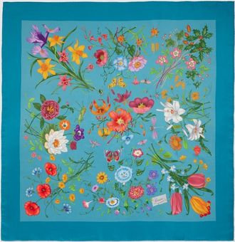 Gucci Printed Silk Twill Carr&eacute;, Blue