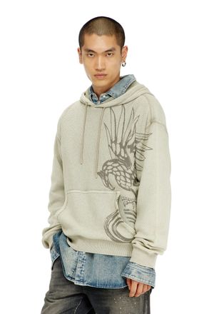 Diesel Hoodie in textured cotton mesh - Sweaters - Man - Beige