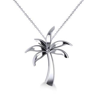 Allurez Summer Palm Tree Pendant Necklace in 14k in White Gold at Nordstrom, Size 18