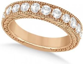 Allurez Antique Diamond Engagement Wedding Ring Band 14k Rose Gold (1.10ct)