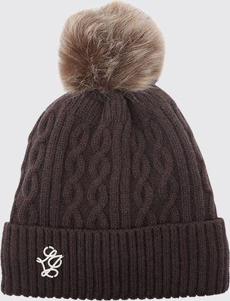 Liu Jo Berretto beanie in misto lana con pompon e risvolto con monogramma
