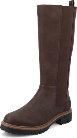 Journee Collection Journee Womens Brandi knee high stretch boot inside zipper block heel round toe Journee Comfort System Insole Vintage/Chocolate 8 Regular WOMENS US