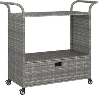 vidaXL Carrito de bar con cajón ratán sintético gris 100x45x97 cm Vidaxl