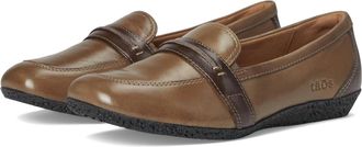 Taos Womens Gabby Leather Loafers In Dark Olive/mocha Multi