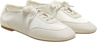 Vivaia Cristina Square-Toe Lace-Up Satin Sneakerina in Light Gold at Nordstrom, Size 9.5
