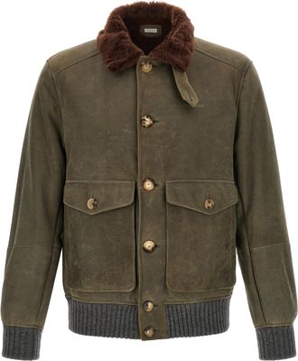 Brunello Cucinelli Bicolor Lamb Leather Leather Mens Jacket