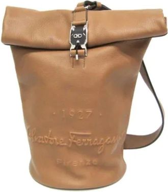 Ferragamo Tweedehands leren schoudertassen - Dames - Vintage Schoudertas - Bruin - ONE Size - Leer - Vintage