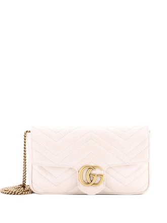 Gucci GG Marmont Wallet on Chain Matelasse Leather Mini crossbody bag - women - Calf Leather - One Size - White