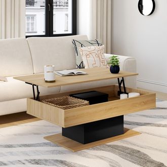 IDMarket Mesa De Centro Elevable Eden De Madera Y Negro