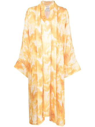 Bambah Jurk met tie-dye print - Geel