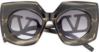 Valentino 53mm Gradient Square Sunglasses in Black Havana Black Havana Grey at Nordstrom Rack