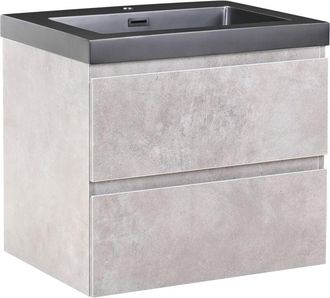 Beliani Wall Mounted Vanity Unit with Basin CARDIEL 60 cm Grey