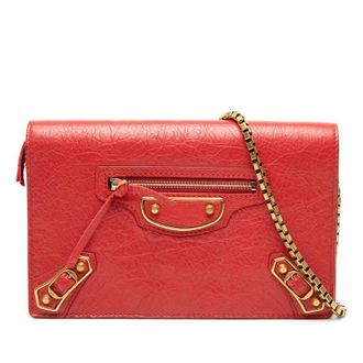 Balenciaga Pre-owned Balenciaga Goatskin Motocross Metallic Edge Wallet on Chain Ladies WGW0YORHZGBS850N