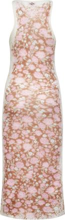 Diesel Womens Multicolor Ribbed Knit Midi Dress Linen