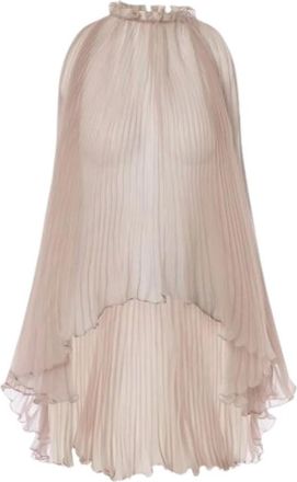 Alberta Ferretti Zijden Organza Geplooide Top - Dames - Tops zonder mouwen - Beige - S - Organza - Tops