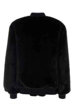 Prada Womens Black Eco Fur Bomber Jacket Nero Pellicce