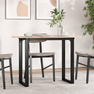 Berkfield Home Dining Table O-Frame 100x50x75 cm Solid Wood Pine & Steel in Brown | Size: 100 x 50 x 75 cm