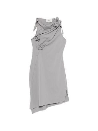 Coperni Grey Bow Detail Cutout Asymmetric Dress