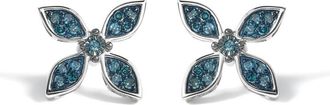 House of Brilliance 925 Sterling Silver 1/3 Cttw Blue Diamond Floral Earrings