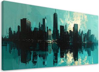 Feeby Cuadro Sobre Lienzo, Edificios Modernos Ciudad Turquesa, 120x60