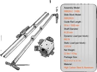 OEM Conjunto De Gu&iacute;as Lineales, 1500/1800/2200 Mm, Gu&iacute;as Sbr20