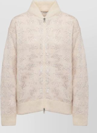 PANICALE embroidered mohair-blend zip-up cardigan