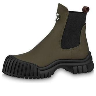 Louis Vuitton (WMNS) LOUIS VUITTON Ruby Flat Ankle Boots Olive Green 1ABUIG